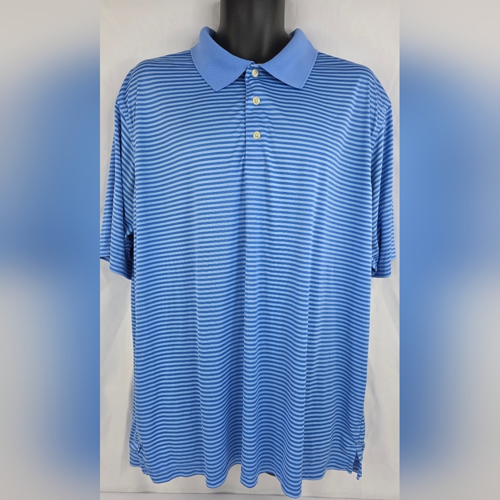 Weatherproof Men's Blue Striped Polo Shirt Short Sleeve Golf Size XXL Y-2439